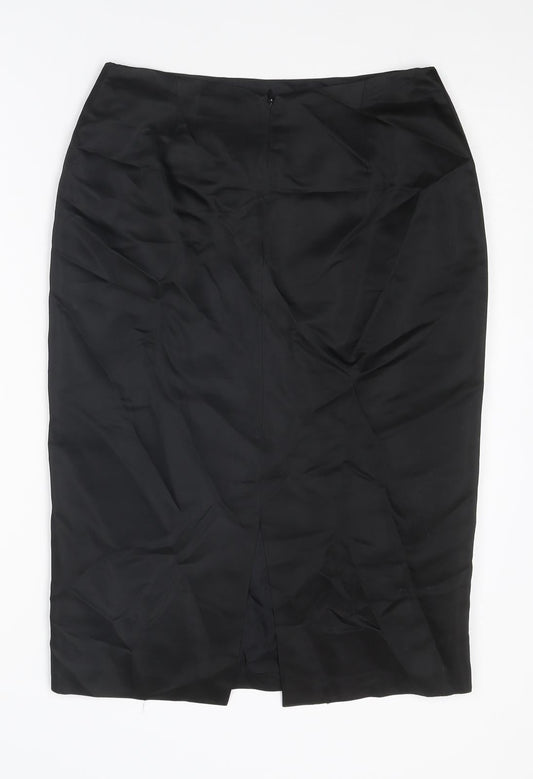 Principles Womens Black Floral Acetate Straight & Pencil Skirt Size 12 Zip