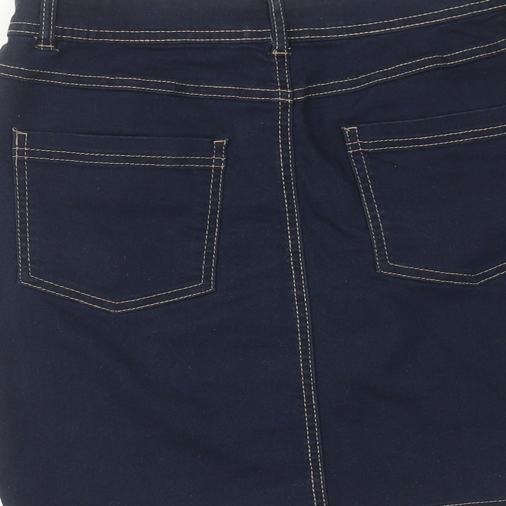 TISSAIA Womens Blue Cotton A-Line Skirt Size 10 Zip
