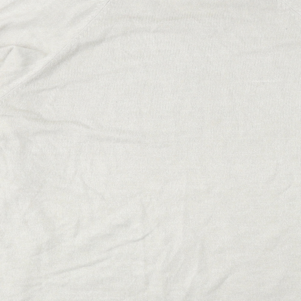 BHS Mens Beige V-Neck Acrylic Pullover Jumper Size XL Long Sleeve