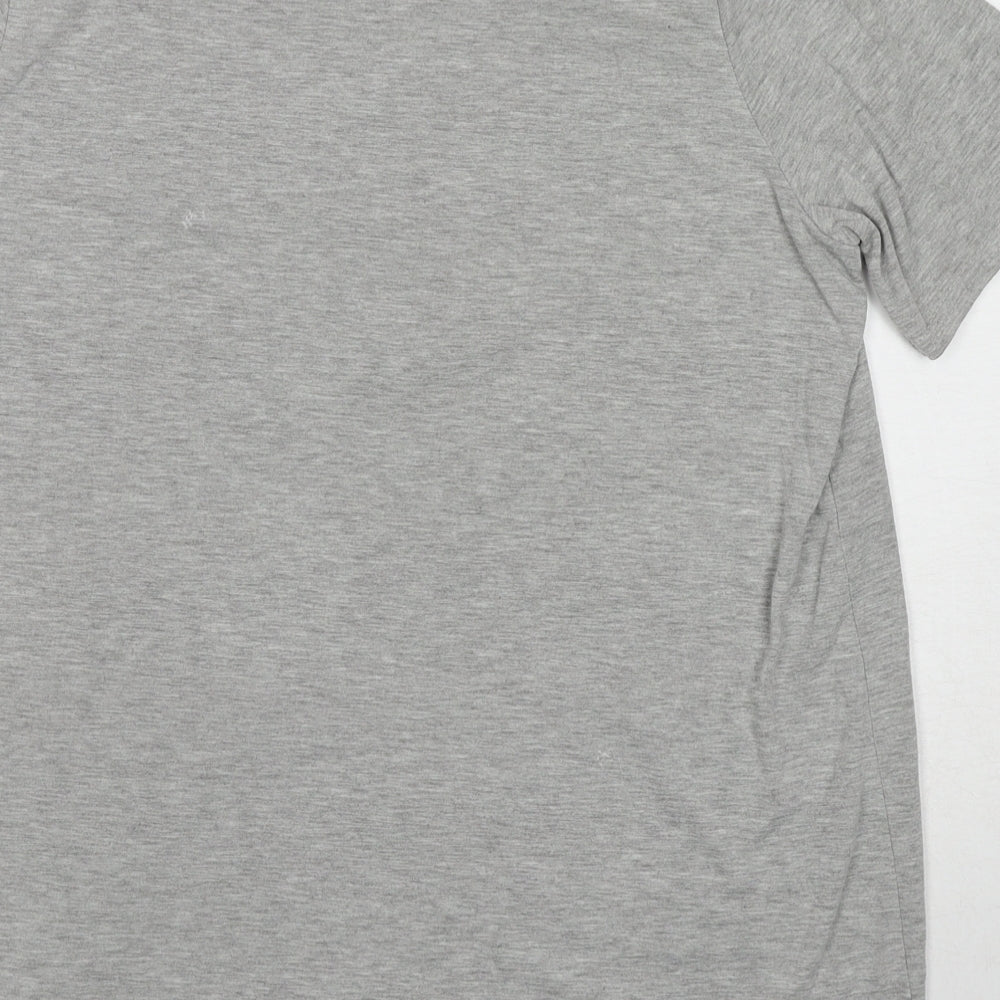 Boohoo Womens Grey Polyester T-Shirt Dress Size 12 Round Neck Button