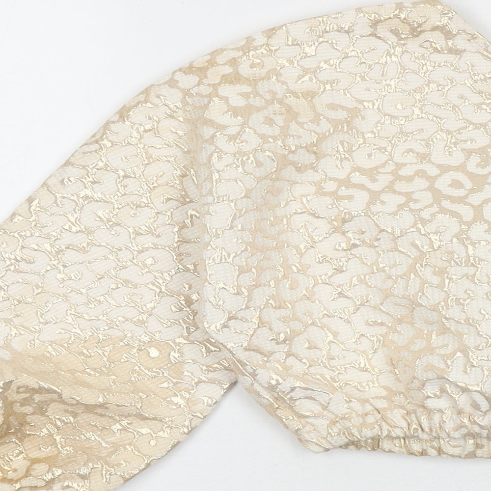 Womens UK Size 6 PRETTYLITTLETHING Gold Cropped Blouse