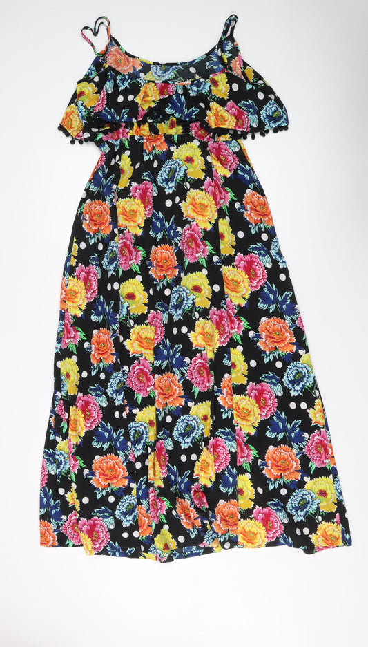 ASOS Womens Multicoloured Floral Polyester Maxi Size 12 Round Neck Pullover