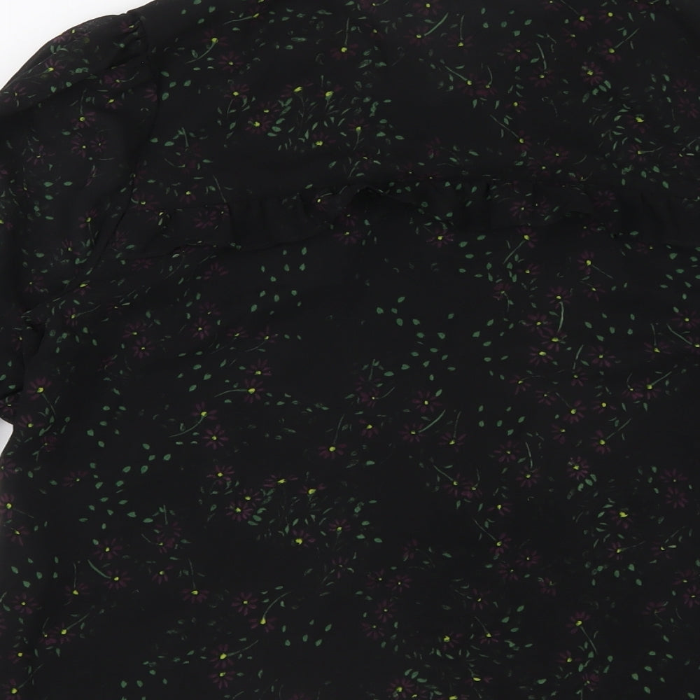 Womens UK Size M Zara Black Basic Button-Up