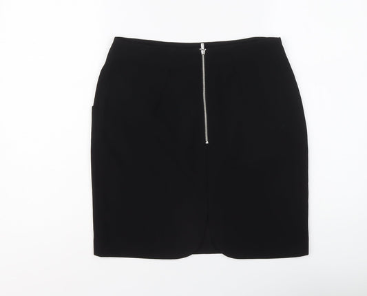 H&M Womens Black Polyester Straight & Pencil Skirt Size 10 Zip