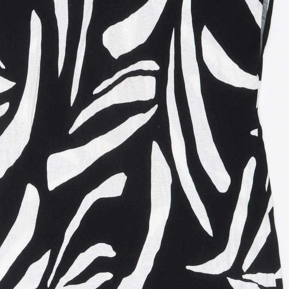 Marks and Spencer Womens Black Geometric Viscose A-Line Size 14 V-Neck Pullover