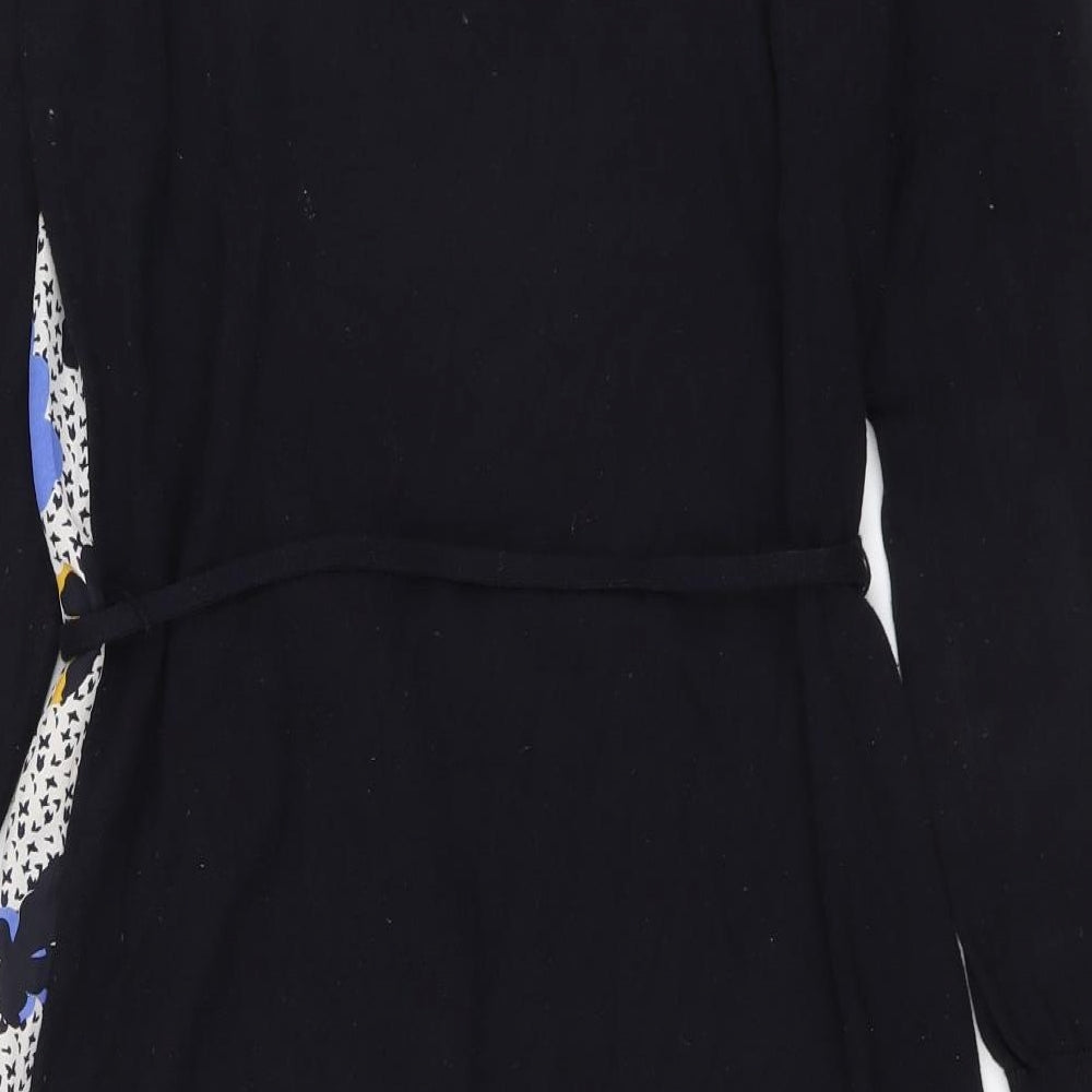 Oasis Womens Blue Geometric Cotton Mini Size S Round Neck Pullover - Butterfly Print