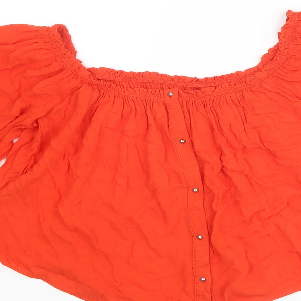 Womens UK Size S Zara Red Basic Blouse