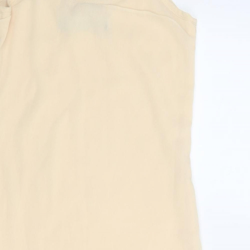 Boohoo Womens Beige Geometric Polyester Slip Dress Size 8 Round Neck Zip