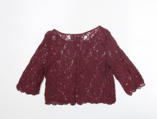 Divided by H&M Womens Purple Viscose Cropped Blouse Size 10 Boat Neck