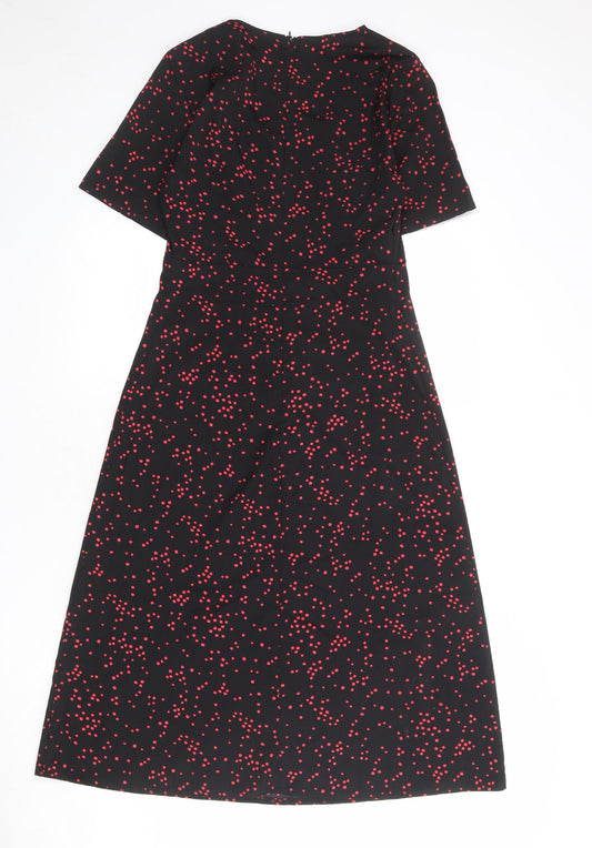 Nasty Gal Womens Black Geometric Polyester A-Line Size 8 V-Neck Zip