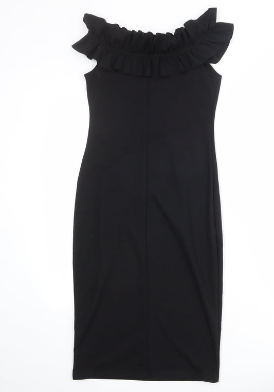 Zara Womens Black Polyester Sheath Size M Off the Shoulder Pullover