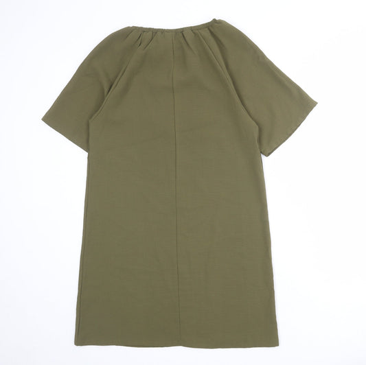 Boohoo Womens Green Polyester A-Line Size 6 Boat Neck Pullover