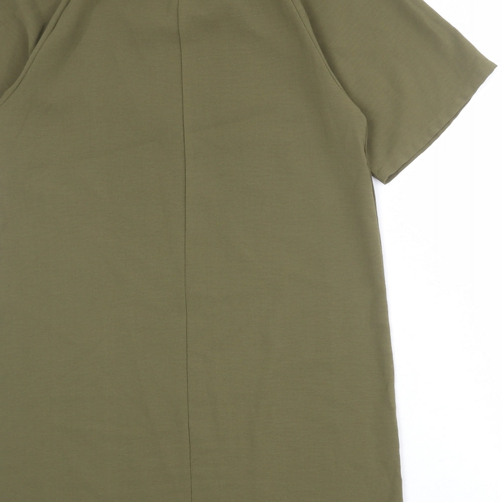 Boohoo Womens Green Polyester A-Line Size 6 Boat Neck Pullover