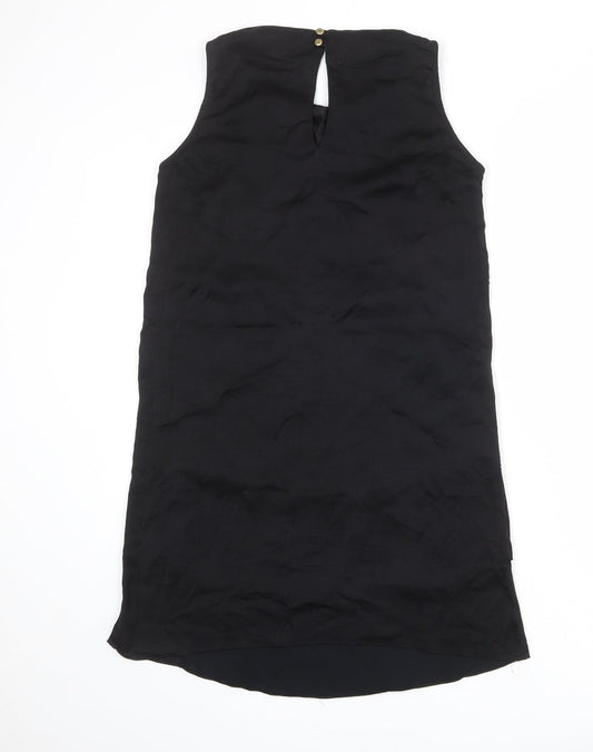 Mango Womens Black Polyester Shift Size M Round Neck Button