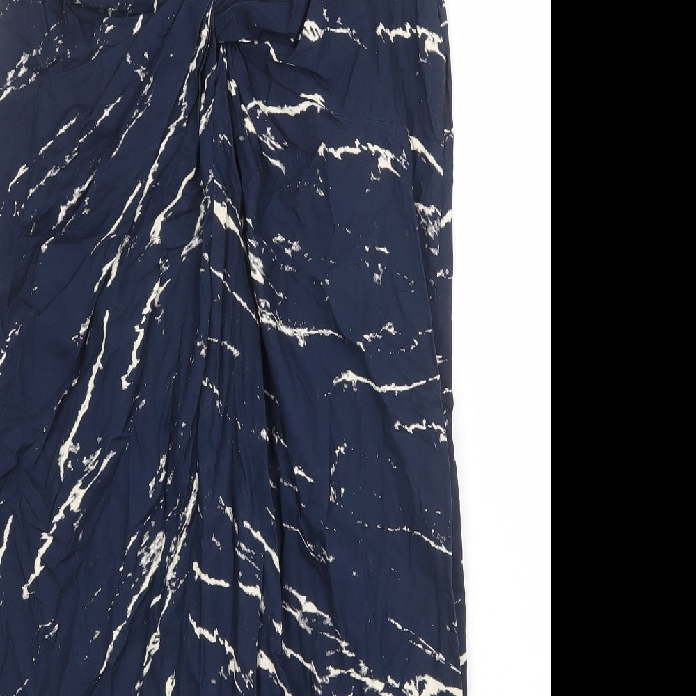 Gap Womens Blue Geometric 100% Cotton Shift Size S Round Neck Pullover - Twist Detail on Back