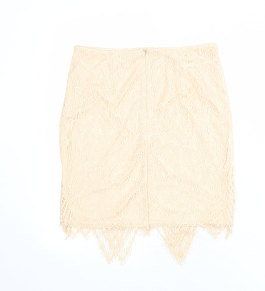 Missguided Womens Pink Geometric Polyester A-Line Skirt Size 10 Zip