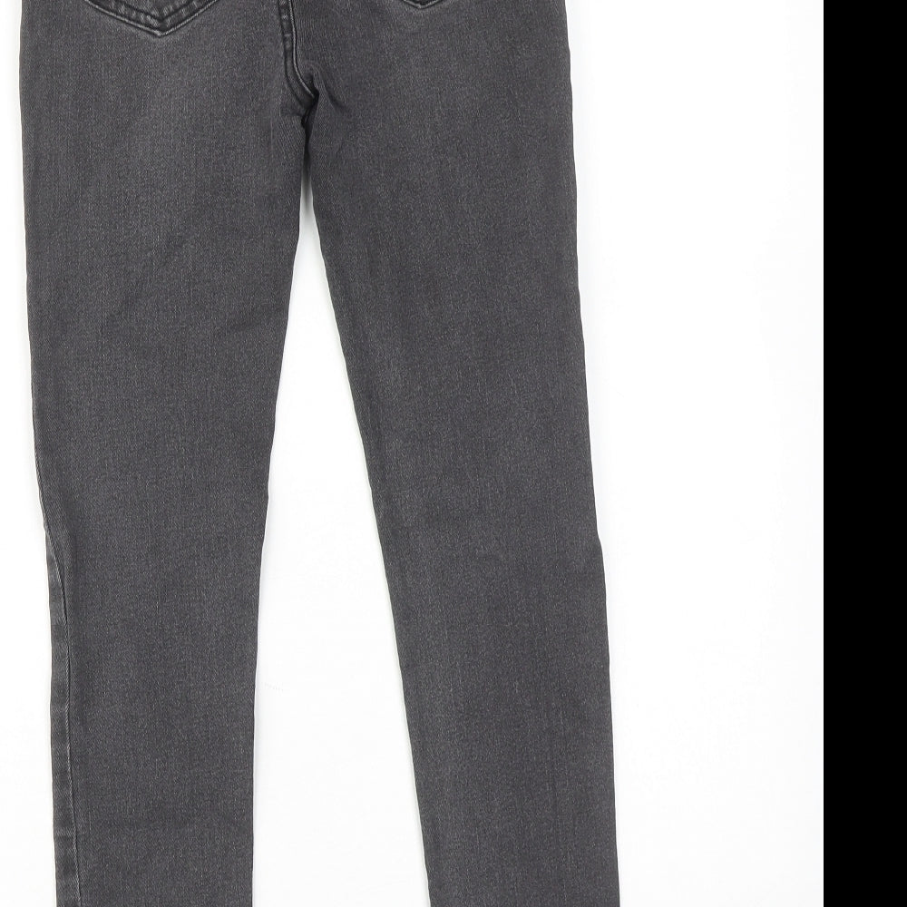 Denim & Co. Girls Grey Cotton Skinny Jeans Size 10-11 Years Regular Pullover