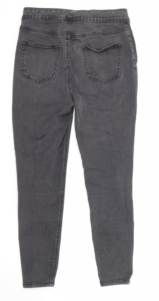 TU Womens Grey Cotton Skinny Jeans Size 12 Regular Zip