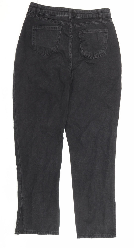 Boohoo Womens Black Cotton Straight Jeans Size 10 Regular Zip