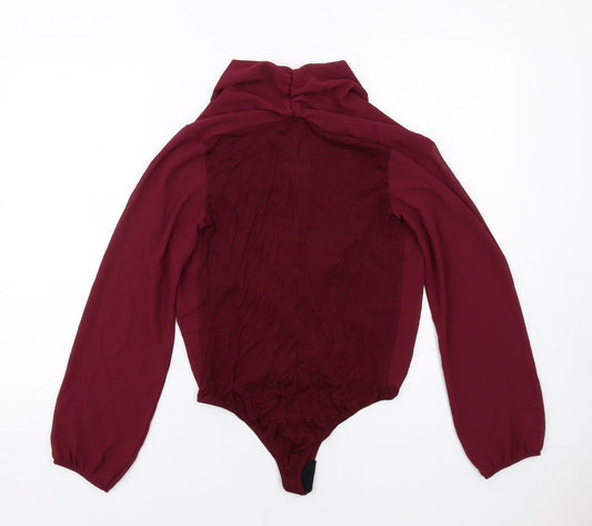 Boohoo Womens Purple Polyester Bodysuit One-Piece Size 10 Hook & Eye