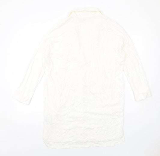 ASOS Womens Ivory Cotton Shirt Dress Size 4 Collared Pullover