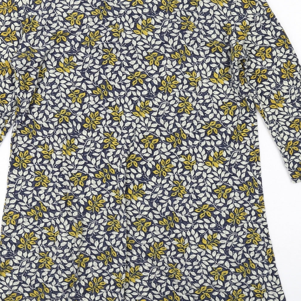 Sugar Crisp Womens Black Geometric Polyester A-Line Size M Round Neck Pullover - Leaf pattern