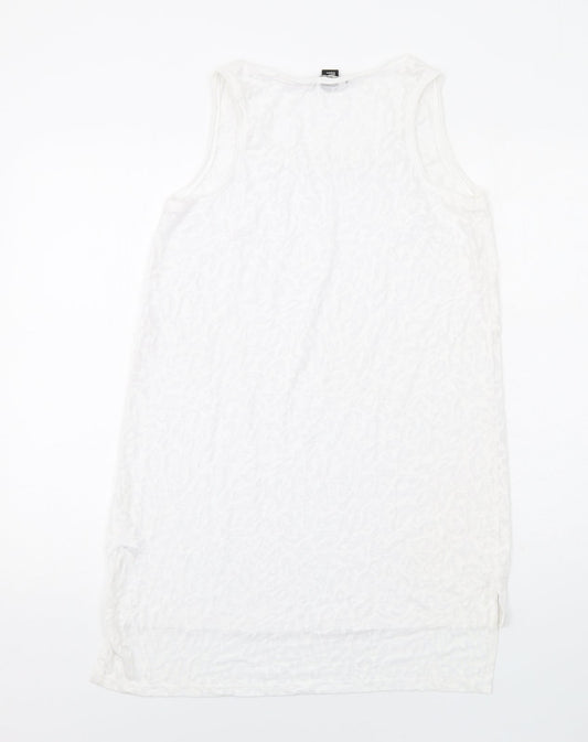 H&M Womens White Polyester Tank Dress Size S Round Neck Pullover