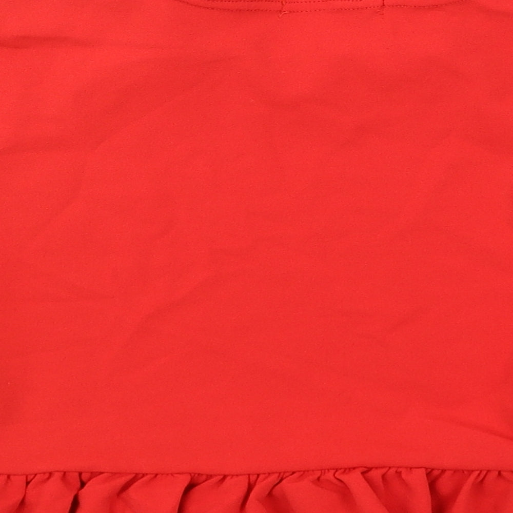 Womens UK Size 14 Cameo Rose Red Cropped T-Shirt