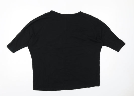 Womens UK Size L Diverse Black Basic Blouse