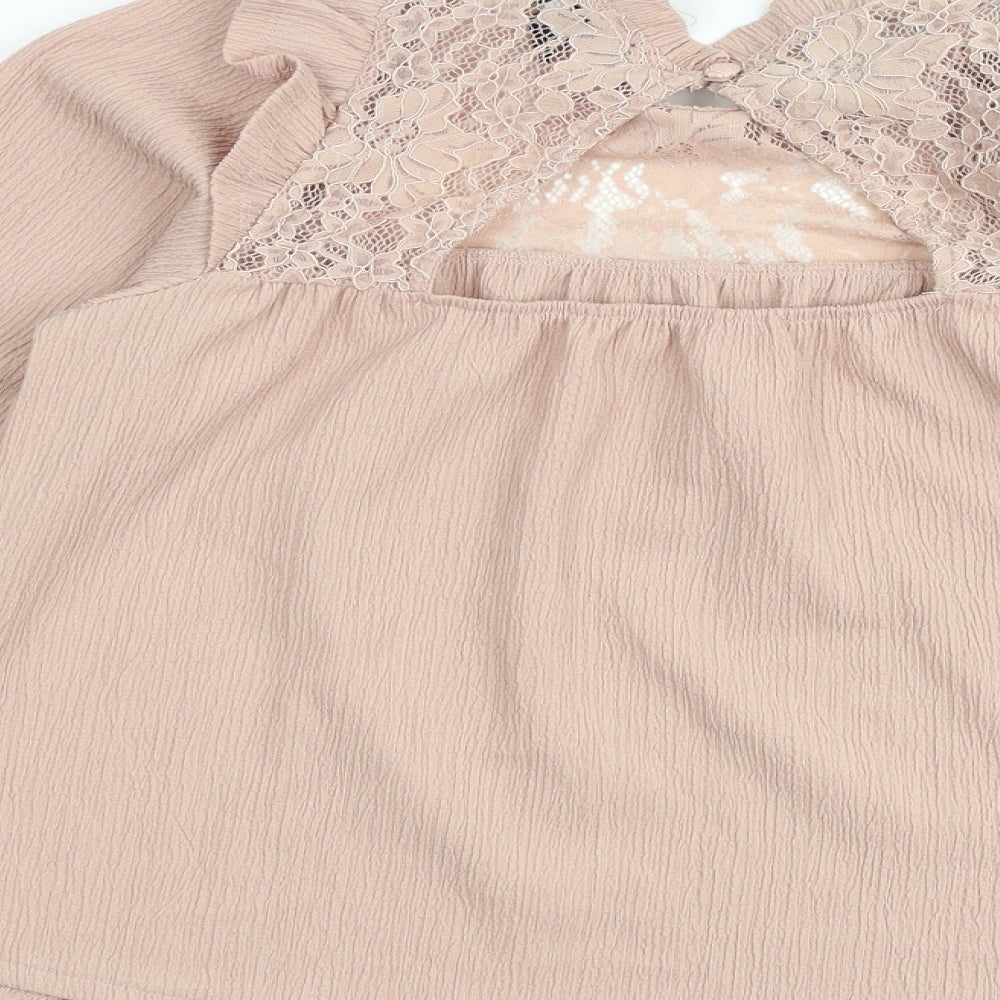 Womens UK Size 6 New Look Pink Basic Blouse