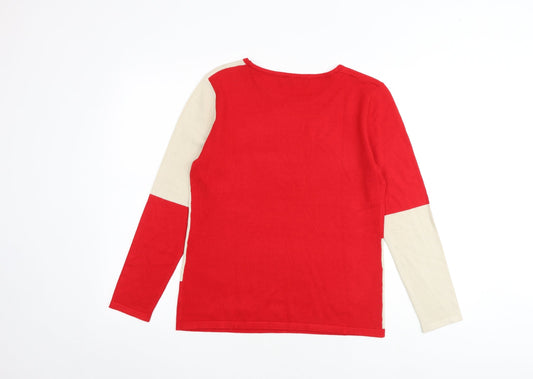 JUST ELEGANCE Womens Multicoloured Round Neck Viscose Pullover Jumper Size S - Colourblock