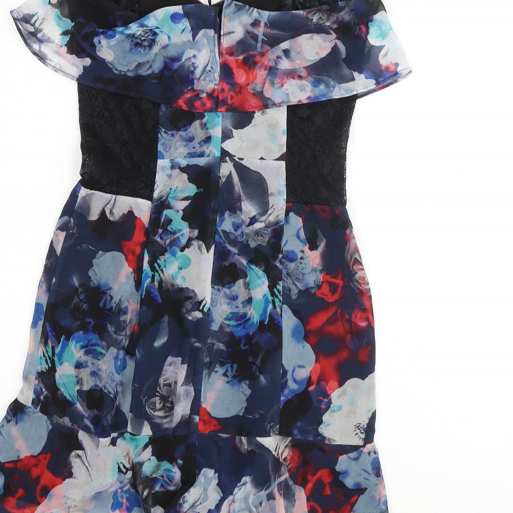 Bardot Womens Multicoloured Geometric Polyester Mini Size 8 V-Neck Zip