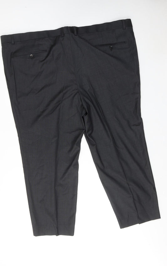 Baruti Mens Grey Wool Dress Pants Trousers Size 52 in Regular Zip