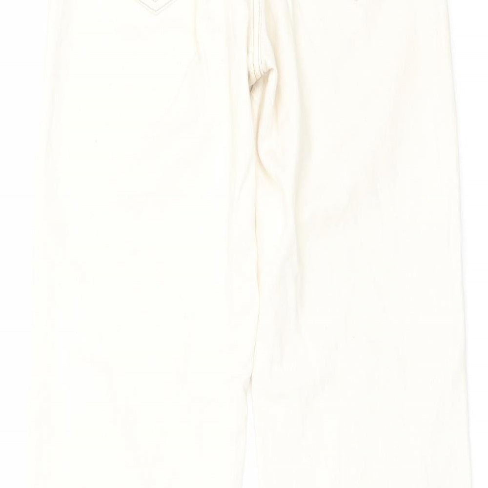 Womens UK Size 8 Stradivarius Regular Fit Straight Ivory Jeans