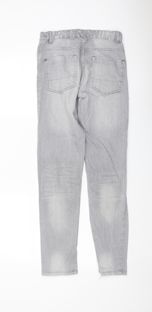 George Girls Grey Cotton Skinny Jeans Size 11-12 Years Regular Button