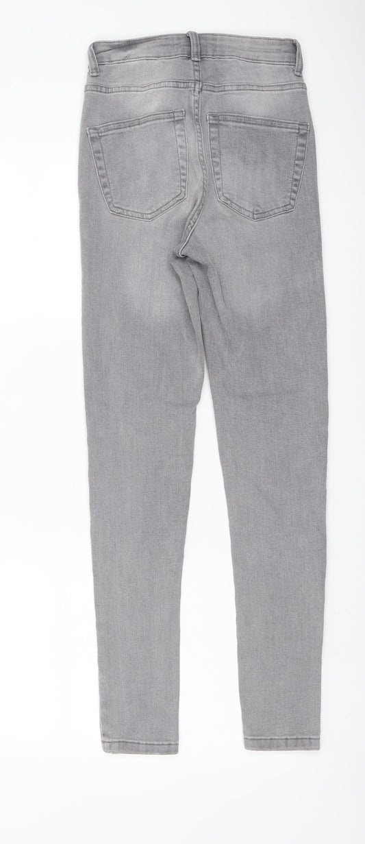 Denim & Co. Womens Grey Cotton Skinny Jeans Size 6 L27 in Regular Button