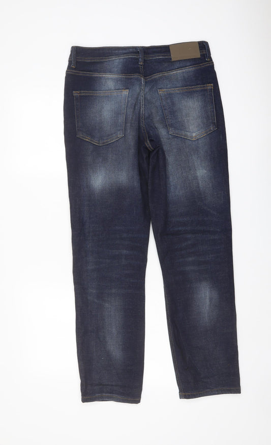 Denim & Co. Mens Blue Cotton Straight Jeans Size 32 in L30 in Regular Button