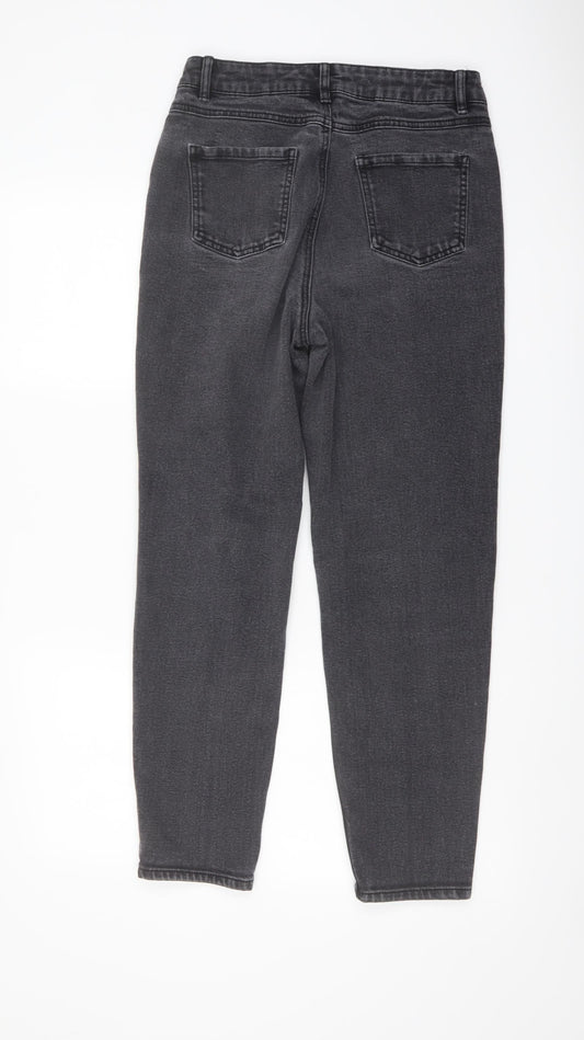 TU Womens Grey Cotton Mom Jeans Size 10 L27 in Regular Button