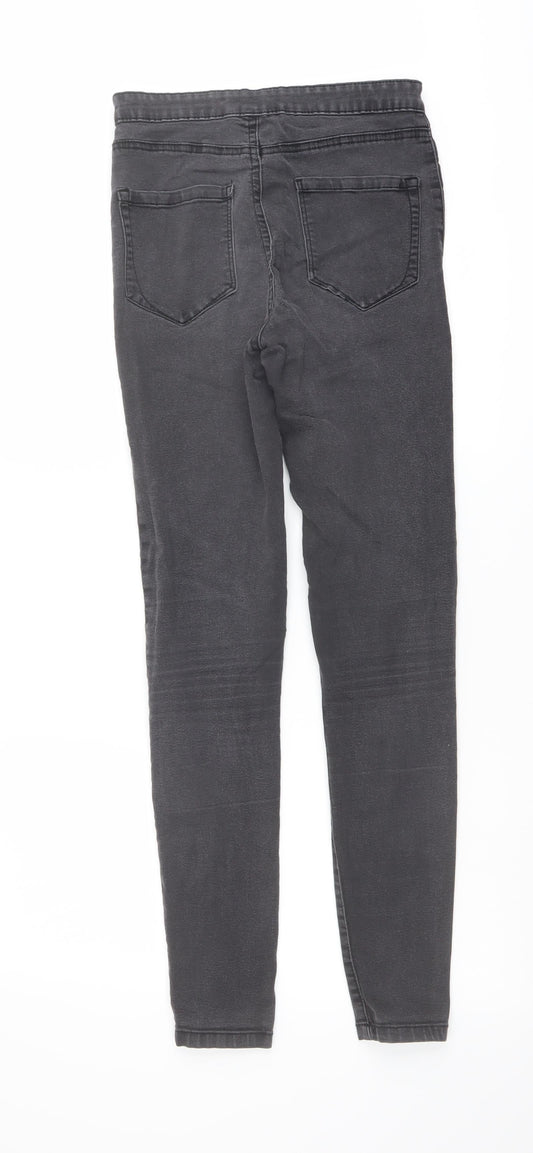 Denim & Co. Womens Grey Cotton Skinny Jeans Size 10 L29 in Regular Button