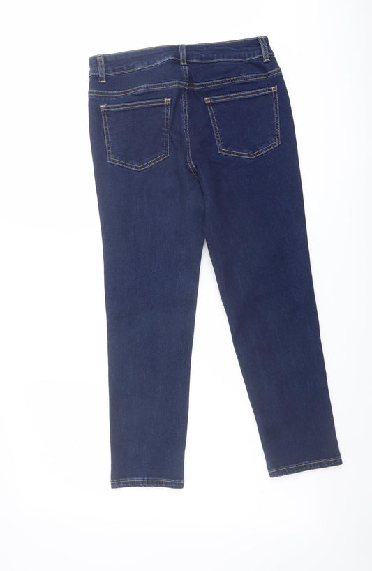 TU Womens Blue Cotton Straight Jeans Size 8 L24 in Regular Button