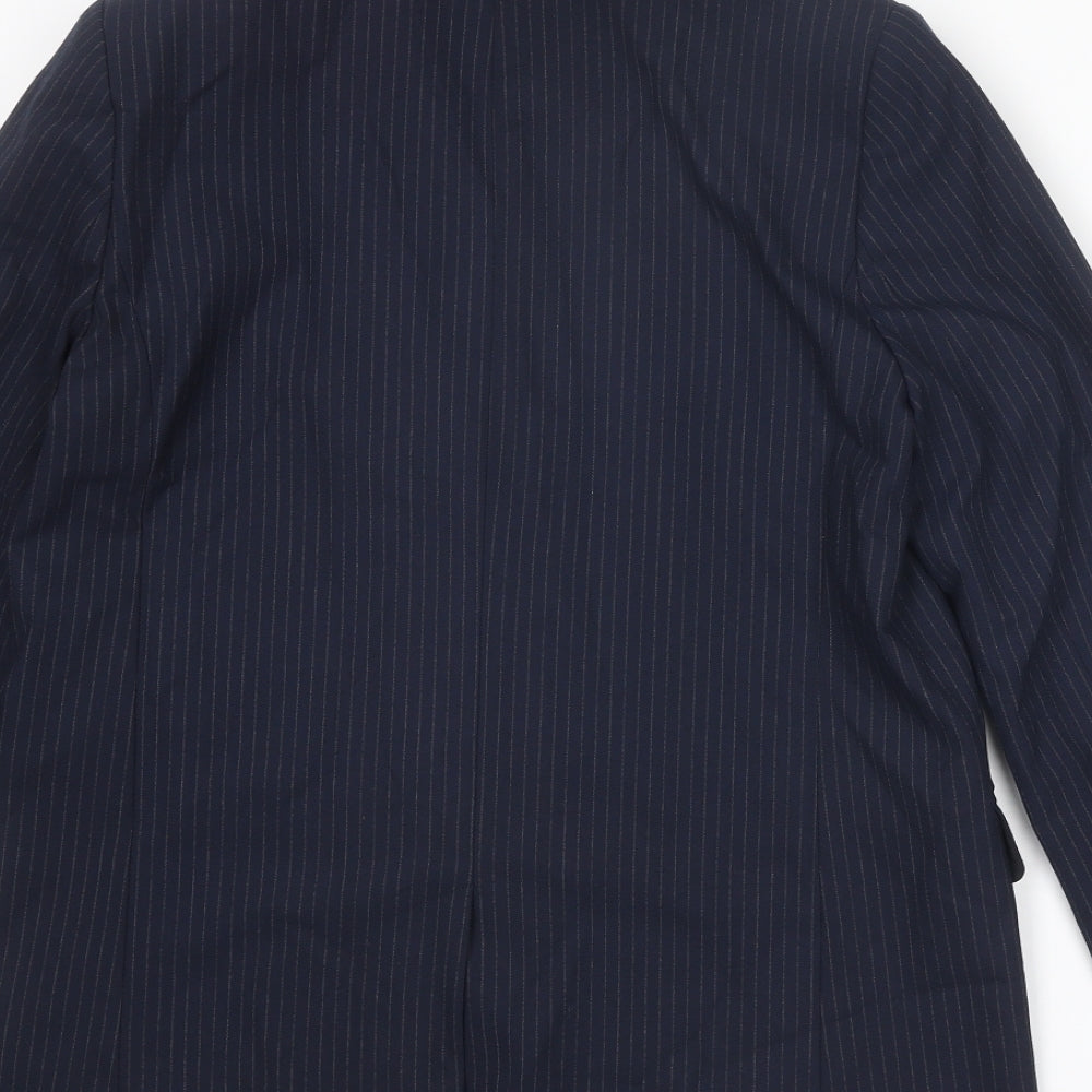 Marks and Spencer Womens Blue Pinstripe Polyester Jacket Suit Jacket Size 10