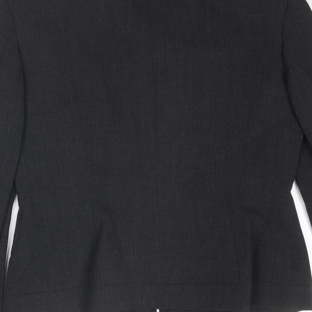 Brand and care label for Principles women’s grey jacket, size UK 12, zip
