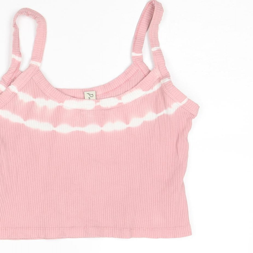 Womens UK Size M Pull&Bear Pink Cropped Tank