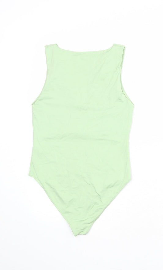 Stradivarius Womens Green Nylon Bodysuit One-Piece Size M Snap