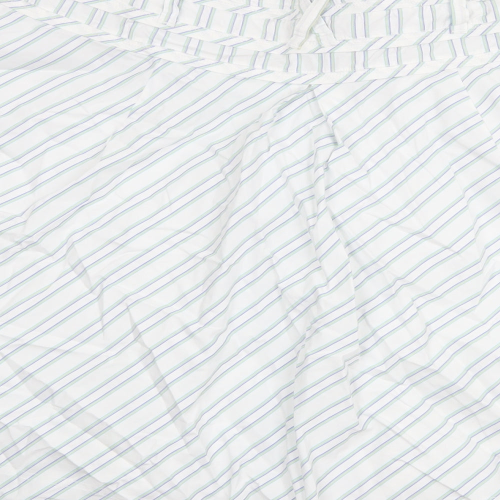 Brand and care label for Crew Clothing White Striped Cotton Swing Skirt, size 16, Button