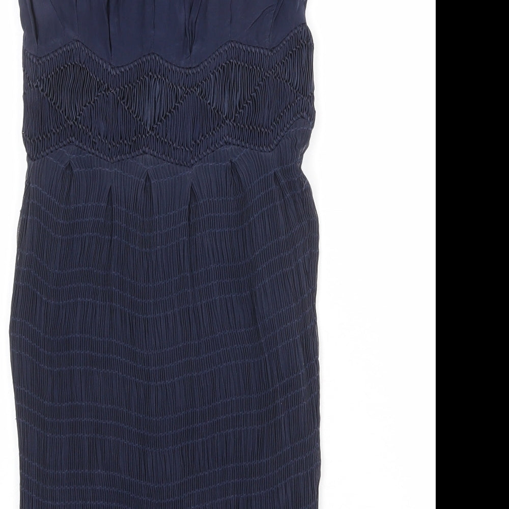 LEON MAX Womens Blue Viscose Tank Dress Size XS Round Neck Zip