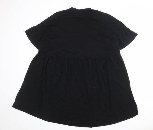 ASOS Womens Black 100% Cotton T-Shirt Dress Size 6 Crew Neck Pullover
