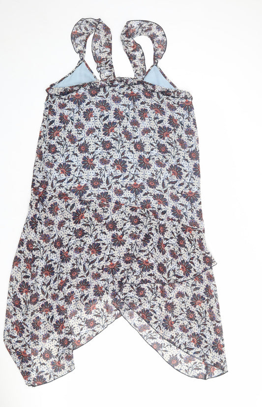 Pepe Jeans Womens Multicoloured Floral Polyester Tank Dress Size XL V-Neck Zip