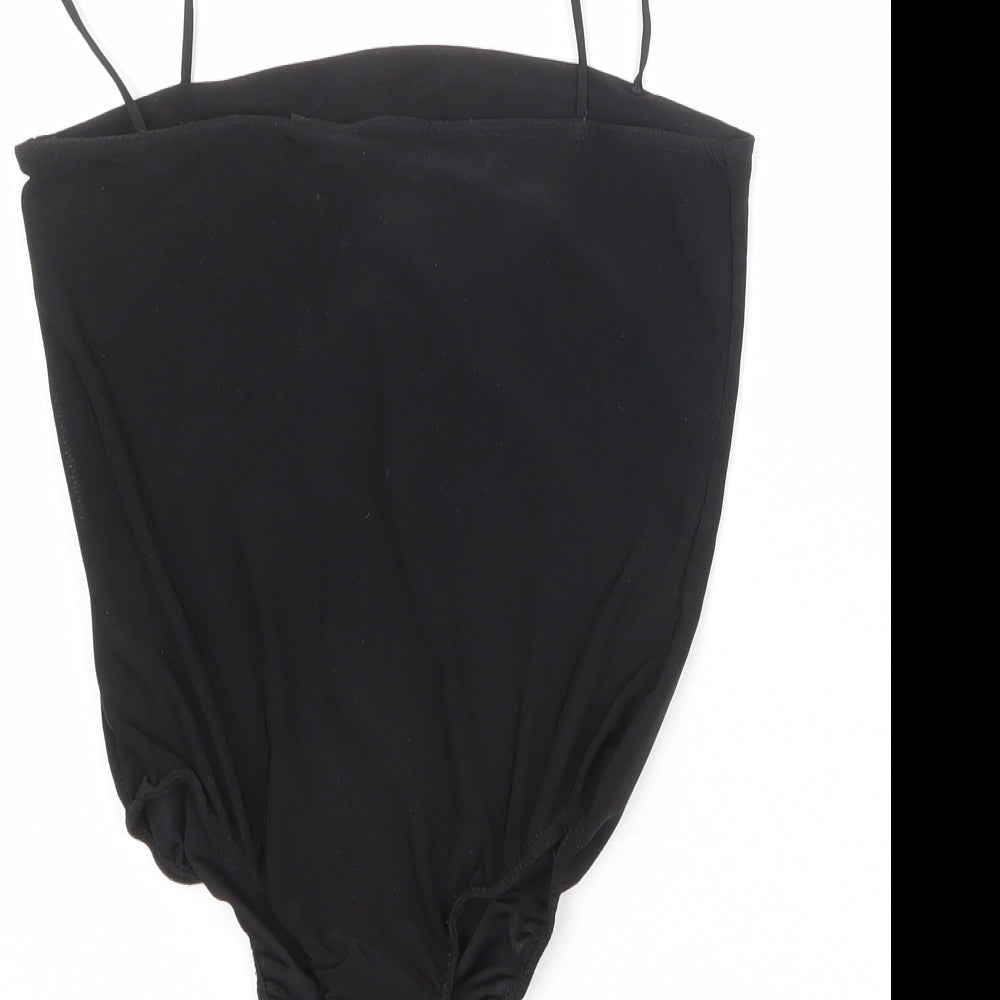 Missguided Womens Black Polyester Bodysuit One-Piece Size 8 Snap