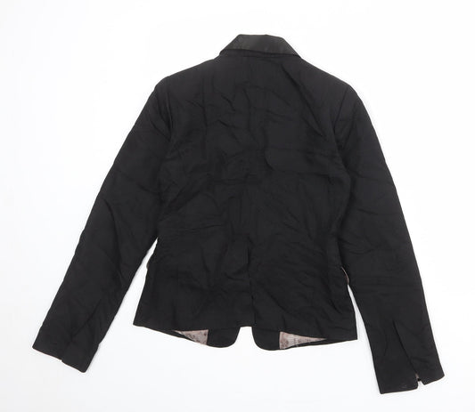 Topshop Womens Black Acetate Jacket Blazer Size 8